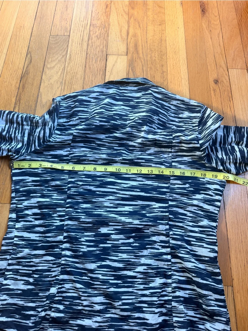 Tory Burch blue and white striped long sleeve button up